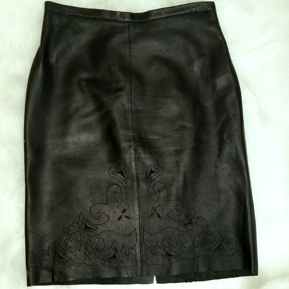 Black Leather Midi Skirt - Classic Women's Pencil Skirt